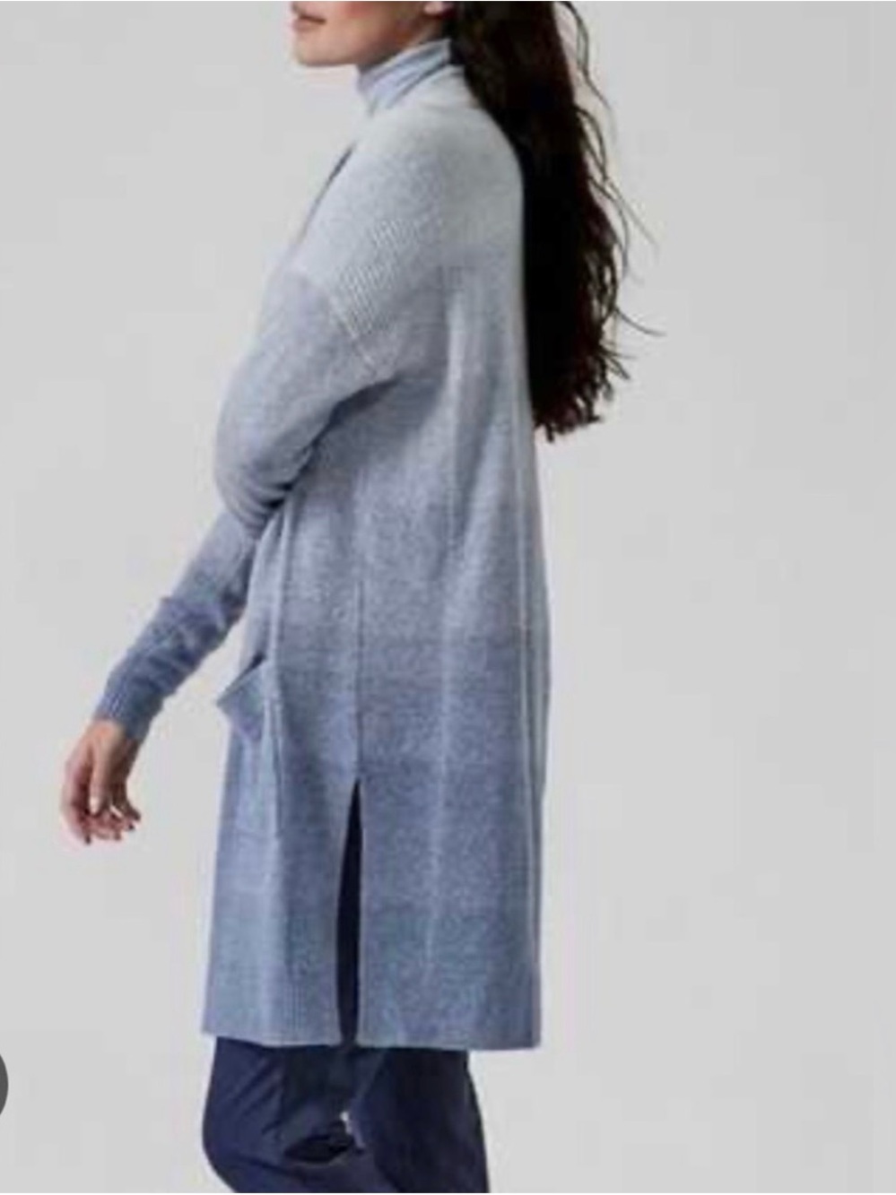 Athleta Ombre Spirit Wool Cashmere Duster Cardigan Longline Coatigan Small